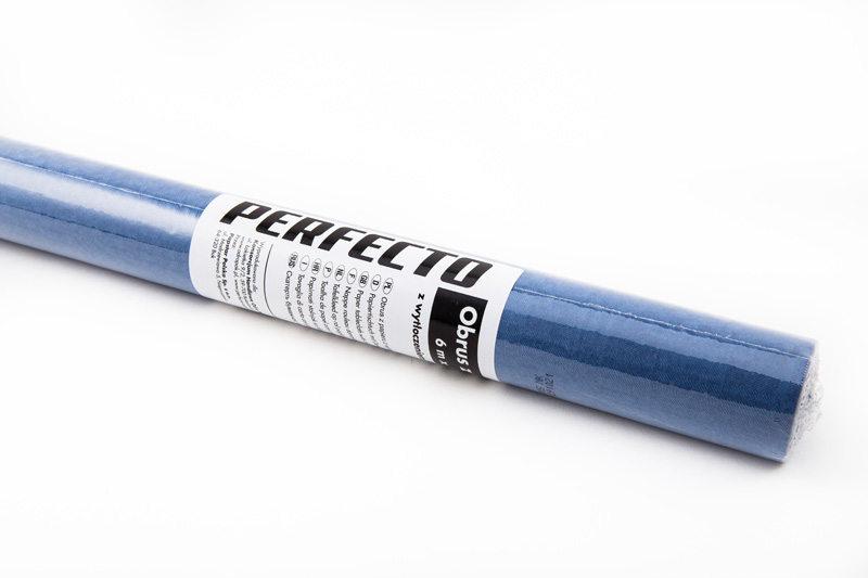 PERFECTO Obrus Papierowy z wytłoczeniem damaszkowym, kolor niebieski 6 m x 1,20 m (1159069)